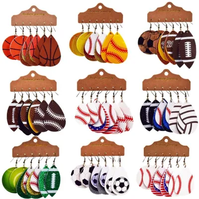 Pu Leather Basketball Soccer Football Earrings Pu Leather Baseball Earrings - 3 - Aliexpress