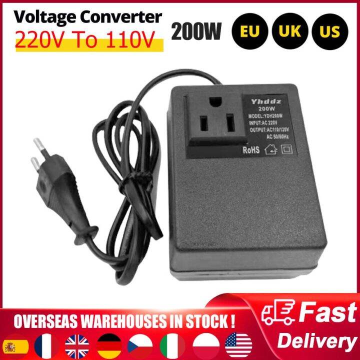 220V To 110V Voltage Converter EU/US/UK Plug Inverter 200W Transformer