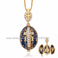 YAFFIL Egg Pendant Necklace Cross Handmade Vintage Jewelry Enamel Jesus Luxury Charm Crystal Rhinestone Piercing Gifts To Women