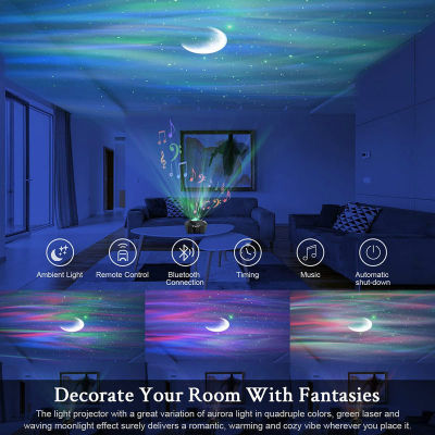 Aurora Star Projector Laser Galaxy Starry Sky projection Night Light Colorful Nebula Moon Lamp with Bluetooth Music Speaker