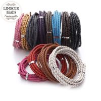 LINSOIR 2 M/lot Dia 3 4 Mm Asli Dikepang Tali Kulit Bulat Kulit Benang Tali untuk DIY Kalung Gelang Perhiasan membuat F1104