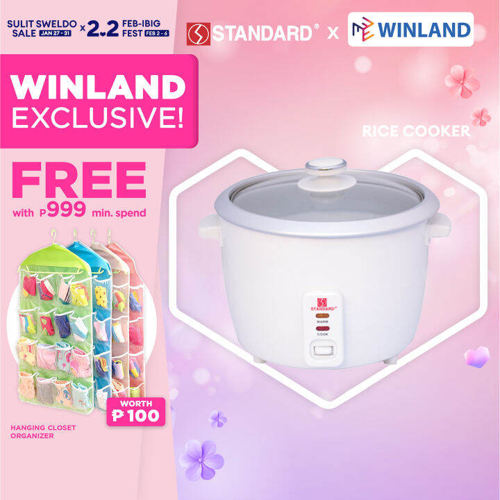 STANDARD Appliances by Winland Fast Cooking Rice Cooker 1.8 Liter with