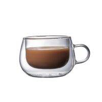 hotx【DT】 Wall Glass Mugs with Handle 4.5oz Insulated Espresso Cups for Hot and Cold BeveragesLatteCappuccino