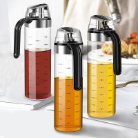 Large Olive Oil Dispenser Bottle Auto Flip Condiment Container Automatic Cap Leakproof Vinegar Glass Cruet Non-Drip Non-Slip Can