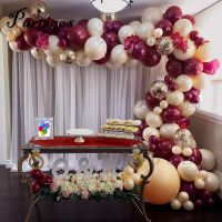 「 ANN Hardware 」124ชิ้น/เซ็ต Pink Gold ConfettiBurgundy BalloonsArchBirthday Wedding Valentine 39; S Day Anniversary Party Decor