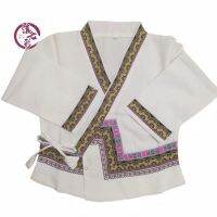 ⊕๑✥  Thai womens single white coat exotic clothing resemblance dai water-splashing festival manual cotton fabric white female