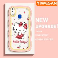 YIWESAN เคสสำหรับ VIVO Y91เคส Y95 Y91i เชอร์รี่เฮลโลคิตตี้ดีไซน์ใหม่ขอบครีมกันกระแทกแบบใสนิ่มโปร่งใสลายกล้องถ่ายรูปเคสมือถือฝาครอบป้องกันง่าย