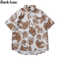 Dark Icon Polo Shirt Men Turn-down Collar Thin Material Mens Hawaiian Shirts Streetwear Clothing