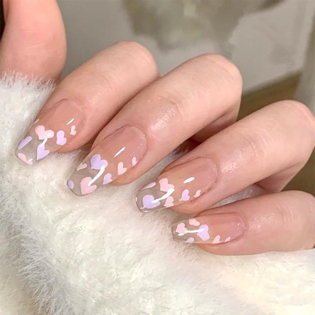 24pcs-box-charming-pink-flame-short-detachable-finished-fingernails-ballet-wearable-fake-nails-press-on-square-head-full-cover