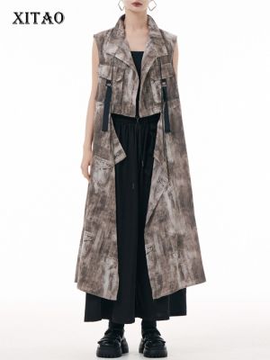 XITAO Vest Irregular Gradient Long Vest  Women Sleeveless Coat