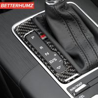 BETTERHUMZ For Audi A3 8V S3 2014-2018 Carbon Fiber Interior Trim Car Gear Shift Panel Button Frame Stickers Car Accessories