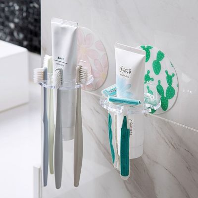 Punch-free Toothbrush Holder Multi-function Wall-mounted Storage Rack Washing Supplies