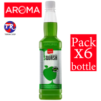 Aroma SQUASH Green Apple น้ำผลไม้เข้มข้น รสกรีนแอปเปิ้ล 730มล. แพ็ค 6 ขวด