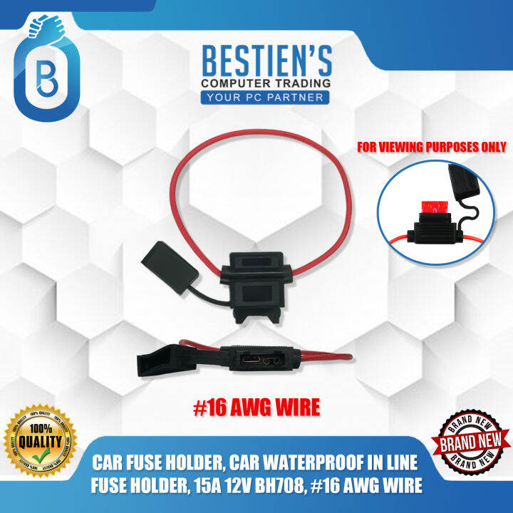 CAR FUSE HOLDER, CAR WATERPROOF IN LINE FUSE HOLDER, 15A 12V BH708, 16