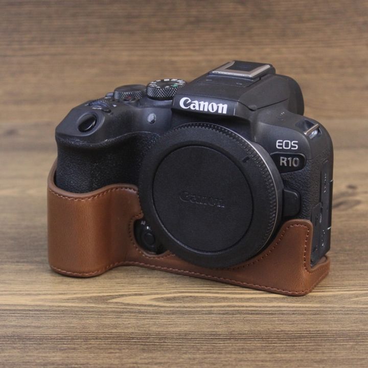 r10-pu-เคสหนังแท้-ครึ่งตัว-ฐานป้องกัน-สําหรับกล้อง-canon-eos-r10