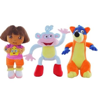 25ซม. Kawaii Dora The Explorer Monkey Boots Swiper Plush ของเล่นตุ๊กตาตุ๊กตาตุ๊กตากระเป๋าเป้สะพายหลังแผนที่สำหรับวันเกิดเด็ก Gift