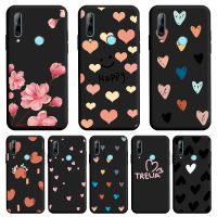 ◇◇ Love Shape Fashion Phone Case For Honor 9X Case Soft Silicone Black Flower TPU Shell For Y9 Prime 2019 P Smart Z Case PhoneCover