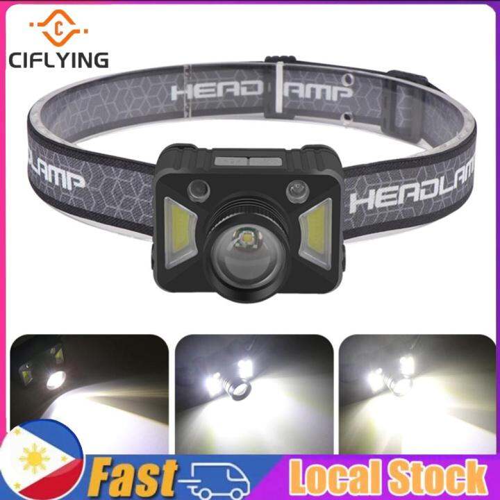 Portable Head Light Torch USB Rechargeable Intelligent Waving Sensor