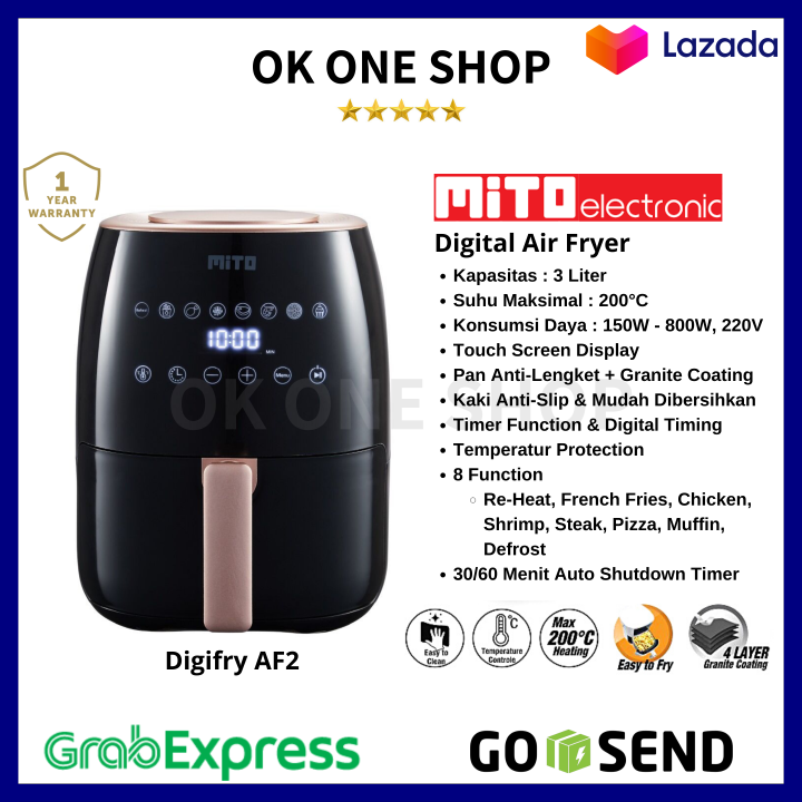 Mito Af Digital Air Fryer Liter Low Watt Airfryer Digifry Af