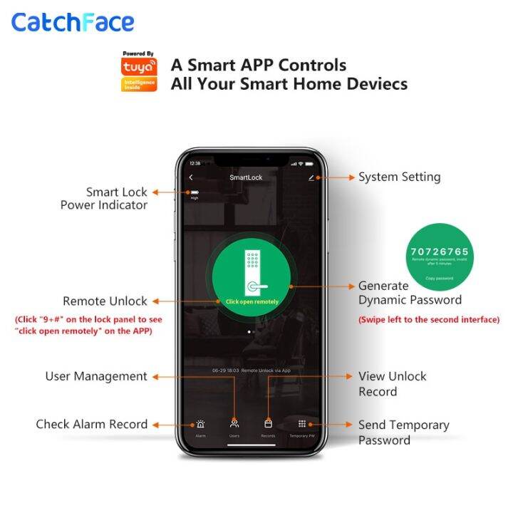 ลายนิ้วมืออิเล็กทรอนิกส์ไบโอเมตริกซ์แผงฝ้าดิจิตอลประตูล็อคอัจฉริยะ-wifi-tuya-หรือ-ttlock-app-รหัสผ่านการ์ด-ic-การรักษาความปลอดภัย