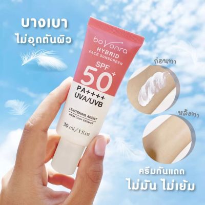 🔥 (1 แถม 1) 🔥กันแดดไฮบริด Bovanra HYBRID Face Sunscreen SPF 50+ PA++++ 30 ml เนือบางเบา ปกป้องสูงสุด ครีมกันแดด