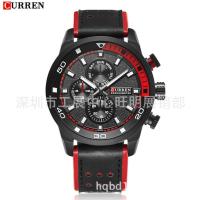 Curren 8250 Mens Waterproof Watch Casual Fake Three-Eye Watch Business Belt Watch
