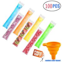 100Pcs Disposable Ice Popsicle Mold Bags Homemade Ice Lolly Bags BPA Free Freezer Tube with Zip Seals for Yogurt Party Favors