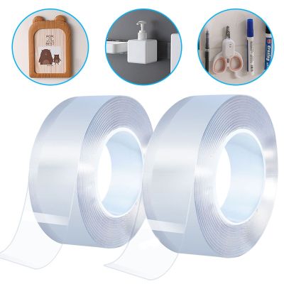 1/2/3/5M Transparent Double Sided Nano Tape Tracesless Tape Reusable Waterproof Adhesive Tape Cleanable Household Clear Tapes