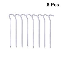 8PCS Mark Stakes Aluminum Alloy Pegs with Hook Camping Tent Pegs Nails for Camping Garden Fixed Ground (Sliver)