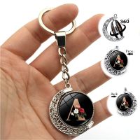 Fashion A-Z Initial Alphabet Flower Key Chain Rotating Moon Double-sided Letters Keychain Unisex Bags Accessories Party Gifts