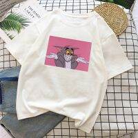 Cat Mouse Print Cartoon Cal cute Summer Top Fun Spoof Female Loose Couple Large Size O-neck Ulzzang Vintage T-Shirt