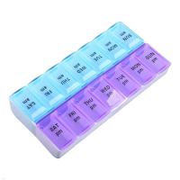 7 Daily 2 Times A Day Slot Weekly Medicine Vitamin Fish Oil Supplement Holder 14 Grids Compartments Pill Box Organizer Case