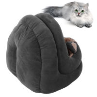 แบบพกพา Cat Igloo Bed Pet Sleeping Bed Universal Soft Plush Washable Cat Cave Nest House พร้อมเบาะถอดได้สำหรับ Puppy Cat