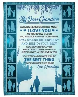 TO DEAR GRANDSON FROM GRANDMA BLUE COZY PREMIUM FLEECE SHERPA WOVENBLANKET