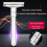 【DT】 hot  Adjustable Safety Razor Dual Side Classic Mens Shaving Gentle to Aggressive 1-6 Gears Hair Removal Shaver with 5 Blades