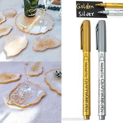 【YF】 Metallic Permanent Marcador Canetas Desenho Suprimentos Pen DIY resina epóxi molde ouro cor prata 1-4Pcs