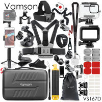 Vamson for Gopro 10 9 Large Accessory Package Headband Chest Belt Helmet Belt Waterproof Housing Case Knapsack Clip for Go Pro 9