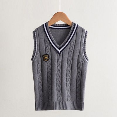 Spring Autumn 100% Cotton Cardigan Teen Boys V-neck Sweater Vest Kids Waistcoat School Girls Winter Sweaters for 4-14 Years