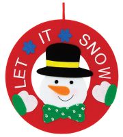รีท LET IT SNOW หน้าสโนว์แมน ขนาด 13*13 นิ้ว (6745-01) ออร์นาเมนท์ ของประดับ ของตกแต่งเทศกาลคริสต์มาส