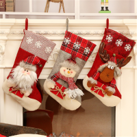 【Cw】Navida 2022 New Year Merry Christmas Cartoon Elk Snowman Christmas Stocking Candy Stocking Gift Bag Christmas Decorahtion Xmass ！