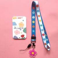 【CC】❏▪  Fashion Lanyards for Neck Card Badge Chain Lanyard Holder Floral Pattern Rope Keychain Wholesale