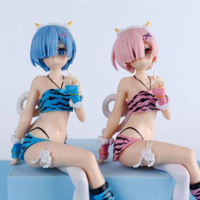 【cw】 Ramrem Hand-Made Two-Dimensional Hand-Made Leopard Print Swimsuit Pressure Instant Noodles Prize Figure Car Decoration Ornaments from Scratch ！