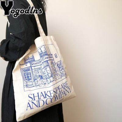 ┋♝ Yogodlns Women Canvas Large Capacity Shoulder Bag Shakespeare Print Shopping Tote Bag