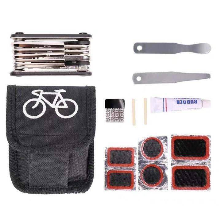 Bike Bicycle Tire Repair Tools Kit Set Bag Multitool Cycling Service