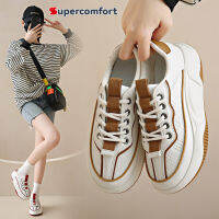 supercomfort ผู้หญิงBreathableรองเท้าแบนสีขาวฤดูใบไม้ร่วงใหม่ตาข่ายสีแดงToe Breadรองเท้าหนาSoled Casualกีฬารองเท้า 60511