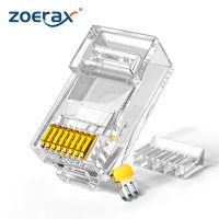 ZoeRax 50ชิ้นขั้วต่อ RJ45มาตรฐานปลั๊กแบบโมดูลาร์ UTP ชุบทอง2ชิ้นสูท CAT6 RJ45 8P ลอนปลาย8C สำหรับสายเคเบิลอีเทอร์เน็ต