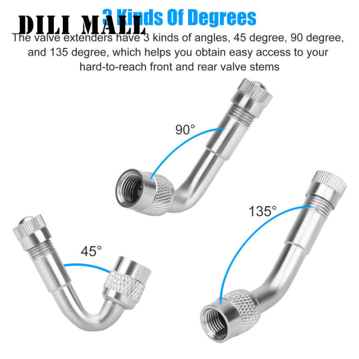 6ชิ้นก้านวาล์วล้อล้อจักรยานยนต์45องศา-90องศา-135องศาก้านวาล์วขยาย