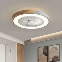 Wood Ceiling Fans + APP Remote Control 110V 220V Round Quadrilateral Led Fan Living Bedroom 20Inch Simple Modern Fans Lighting Exhaust Fans