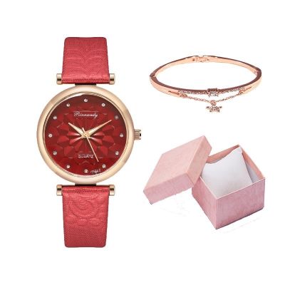 【July】 Three-piece fashion watch womens starry sky lady matte belt student quartz factory direct spot wholesale