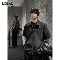 MOLAN เสื้อแฟชั่นของผู้ชายเสื้อลำลองแขนสั้นธุรกิจ